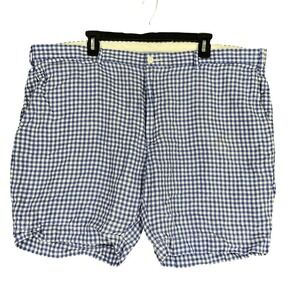Ralph Lauren Linen Shorts 42 Blue White Gingham Check‎ Straight Fit Preppy Style